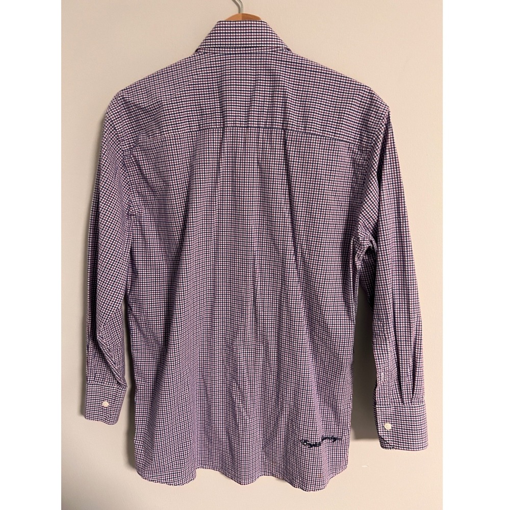 English Laundry Christopher Wicks Mens 16 32-33 Gingham Shirt Purple Navy - Picture 6 of 12